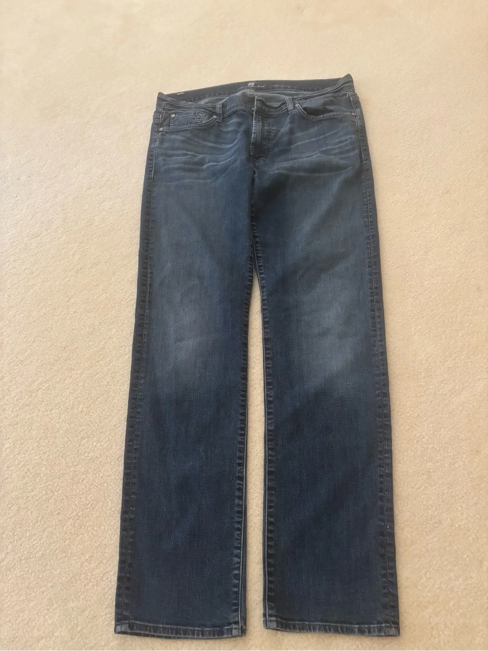 7 For All Mankind Men's Dark Blue Straight Jeans